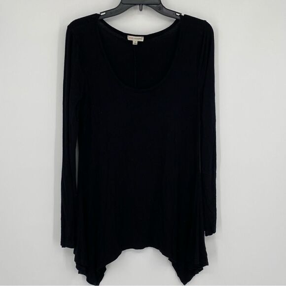 Zanzea Women’s Scoop Neck Long Sleeve Black Shark Bite Hemline Top size L - Picture 1 of 3